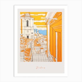 Zadar Croatia Orange Drawing Poster Art Print