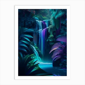 Waterfalls In A Jungle, Waterscape Holographic 2 Art Print