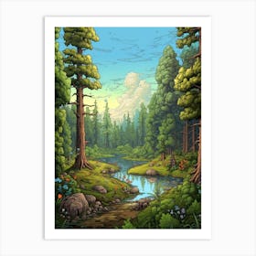 Forest Landscape Pixel Art 4 Art Print