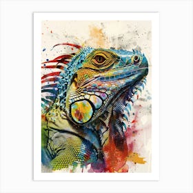 Iguana Colourful Watercolour 4 Art Print