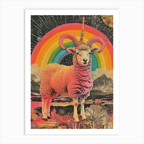 Kitsch Rainbow Sheep Collage 4 Art Print