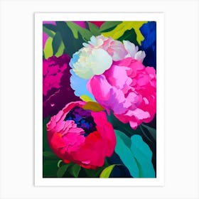 Borders And Edges Peonies Colourful Colourful Painting Art Print