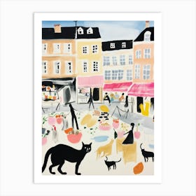 The Food Market In Bath 1 Illustration Art Print