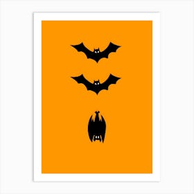 Bats On An Orange Background Art Print