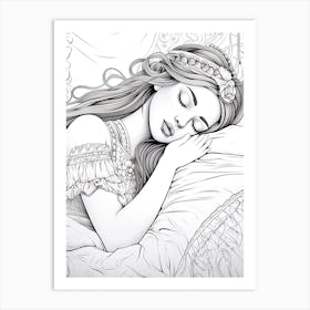 Line Art Inspired By The Sleeping Gypsy 4 Art Print