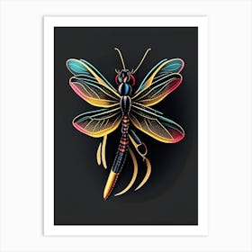 Black Saddlebags Dragonfly Tattoo 1 Art Print