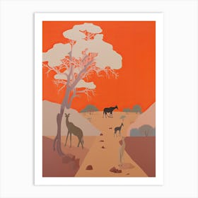 Kalahari Desert   Africa, Contemporary Abstract Illustration 3 Art Print