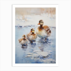 Icy Ducklings Brushstrokes 3 Art Print