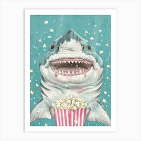 Shark With Popcorn Underwater Art Print