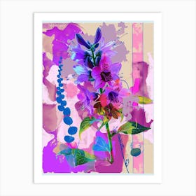 Delphinium 3 Neon Flower Collage Art Print