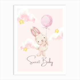 Sweet Baby Bunny Kids and Nursery Art Print