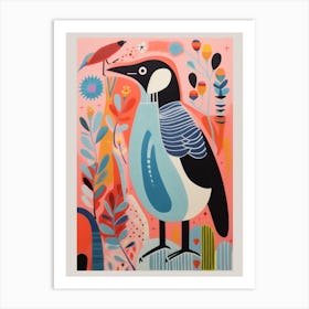 Colourful Scandi Bird Penguin 2 Art Print