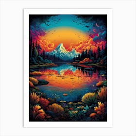 Sunset At The Lake 1 Art Print