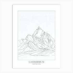 Gasherbrum I Pakistan China Line Drawing 8 Poster Art Print