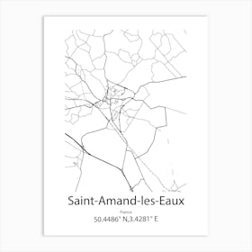 Saint Amand Les Eaux,France Minimalist Map Art Print