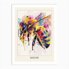 Honey Bee Colourful Watercolour 1 Poster Art Print