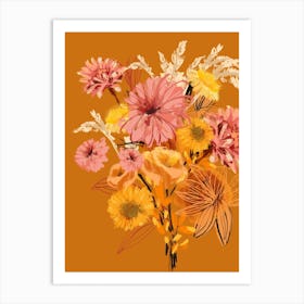 70s Warm Abstract Flowers Art Print