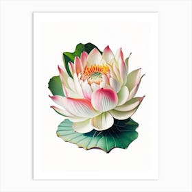 Early Lotus Decoupage 1 Art Print