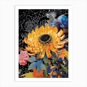 Surreal Florals Asters 4 Flower Painting Art Print