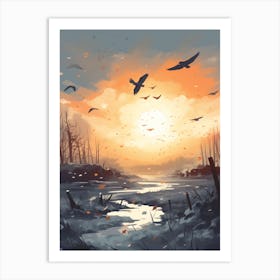 Flock Of Birds Winter 3 Art Print