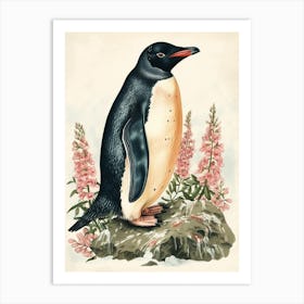 Adlie Penguin Deception Island Vintage Botanical Painting 1 Art Print