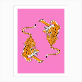 Tiger On Pink Background 2 Poster