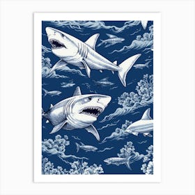 Sharks In The Sea 2 Art Print