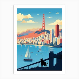 San Francisco, United States Skyline With A Cat 2 Art Print