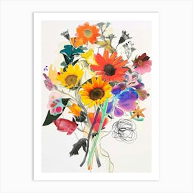 Sunflower 1 Collage Flower Bouquet Art Print