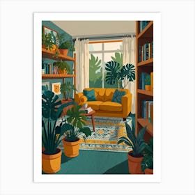 Living Room With Plants Art Print