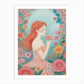 Girl In A Flower Garden 1 Art Print