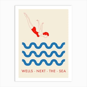 Wells Next The Sea Retro Diving Art Print