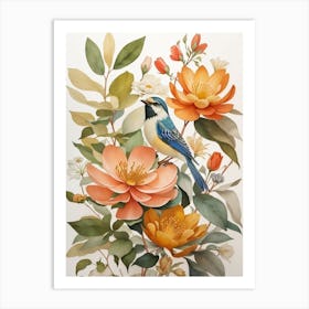 Bird On A Flower Art Print