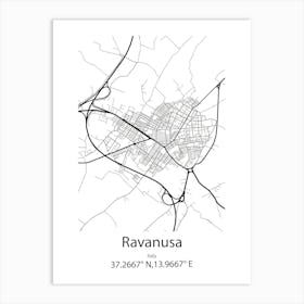 Ravanusa,Italy Minimalist Map Art Print