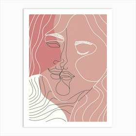 Simplicity Pink And White Lines Woman Abstract 2 Art Print