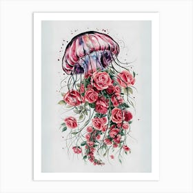 Jellyfish With Roses Art Print