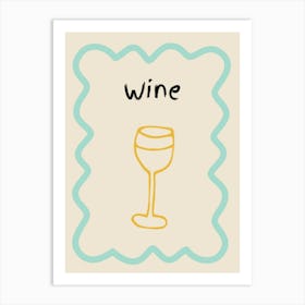 Wine Doodle Poster Teal & Orange Art Print