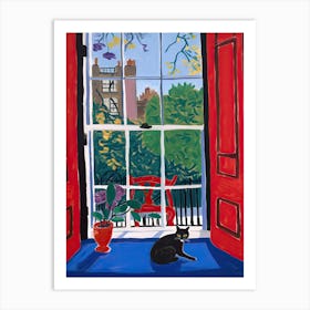 Open Window With Cat Matisse Style London 4 Art Print