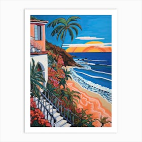 Malibu Beach, California, Matisse And Rousseau Style 2 Art Print