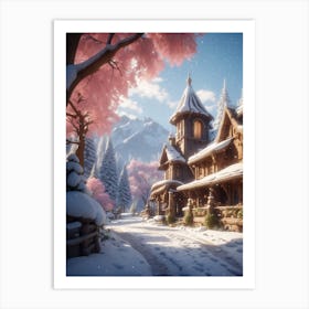 Snowy Village Art Print