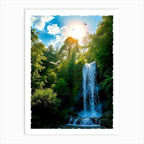 Waterfall In The Forest 11 Art Print