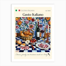 Gusto Italiano Trattoria Italian Poster Food Kitchen Art Print