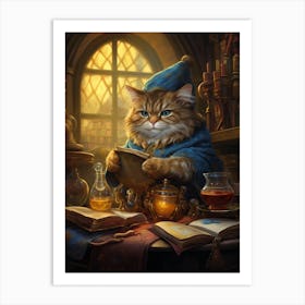 Alchemist Cat With Potions 2 Art Print