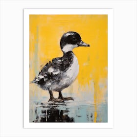 Yellow & Black Painting Of A Duckling Art Print