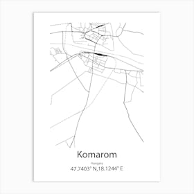 Komarom,Hungary Minimalist Map Art Print