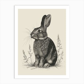 Beveren Blockprint Rabbit Illustration 5 Art Print