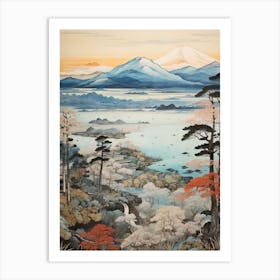 Lake Toya In Hokkaido, Ukiyo E Drawing 3 Art Print