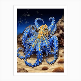 Southern Blue Ringed Octopus Illustration 8 Art Print