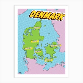 Denmark Pop Art Map Art Print