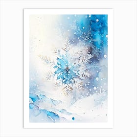 Winter, Snowflakes, Storybook Watercolours 3 Art Print
